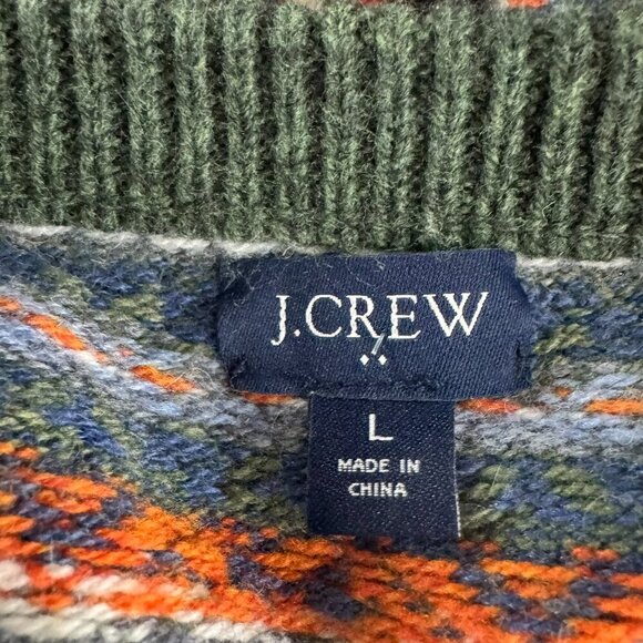 J. Crew Lambswool Blend Fair Isle Crewneck Sweater Mens Large FS-1332 - Picture 5 of 7